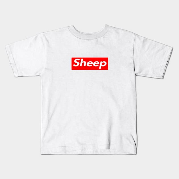 sheep red box logo Kids T-Shirt by rajibsawami